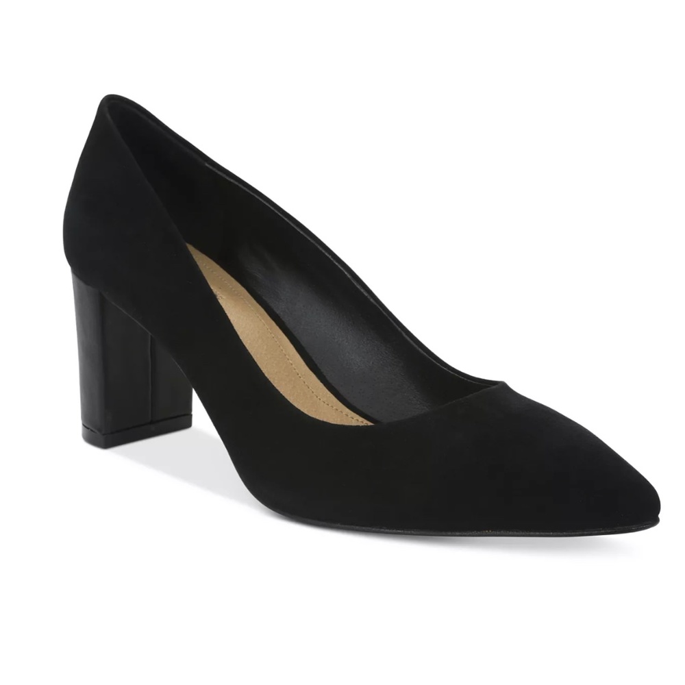 Tahari Black Suede Tallie Block Heeled Pump sz 9M